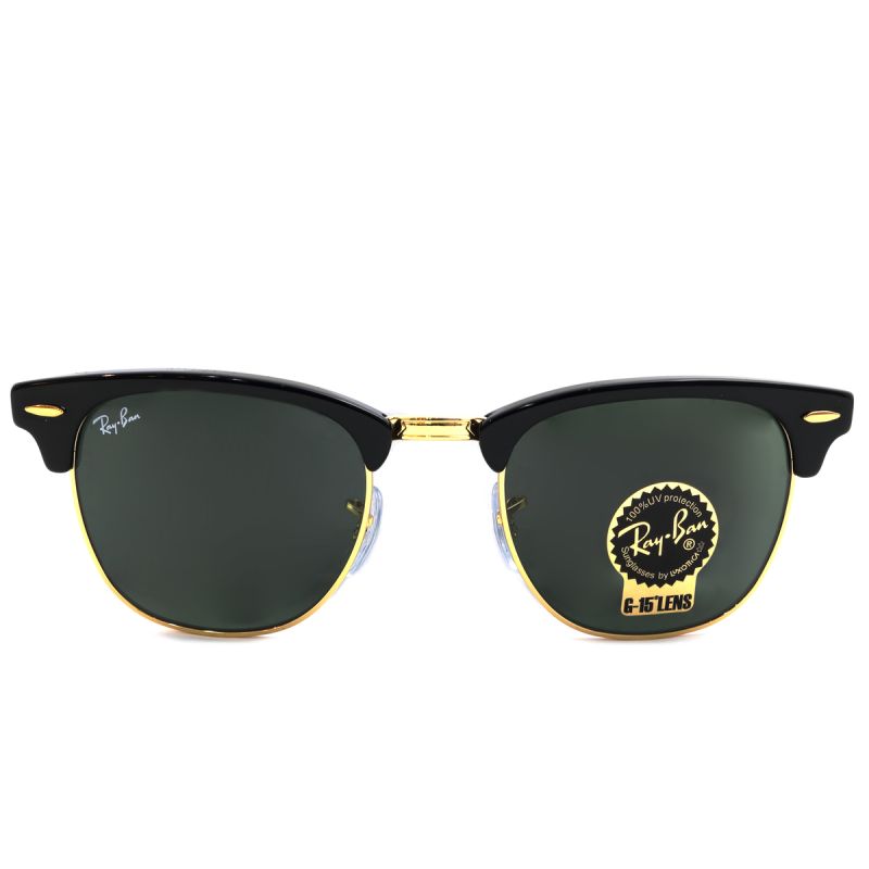 RayBan Sunglasses Black On Gold Frame with Green Lenses for Unisex RB3016 Hassan